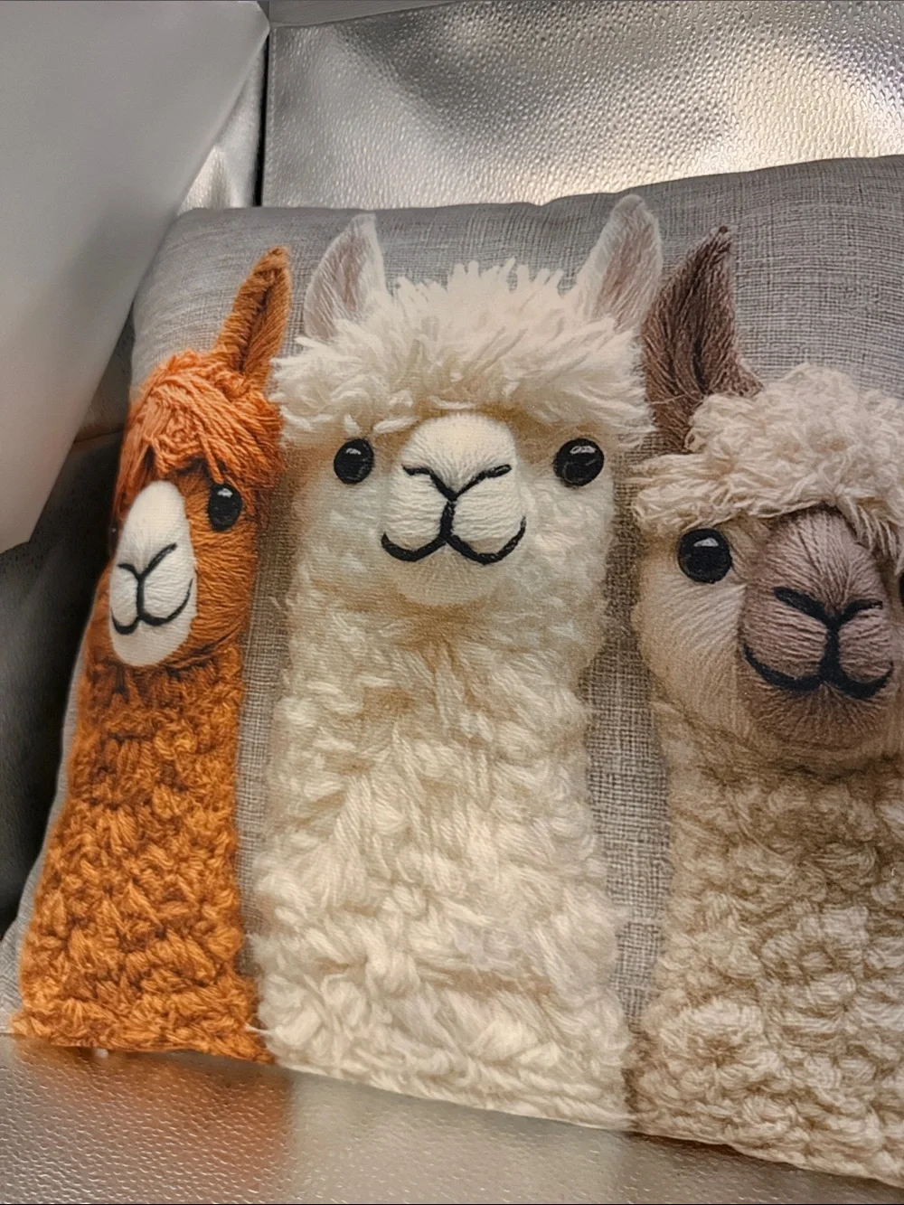 Alpaca Trio Decorative Throw Pillow Cover- Orange, Cream & Tan